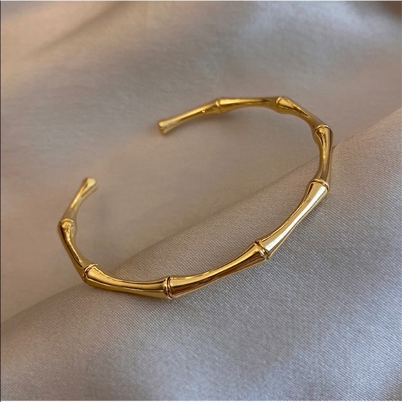 Jewelry - Gold bamboo bracelet cuff bangle